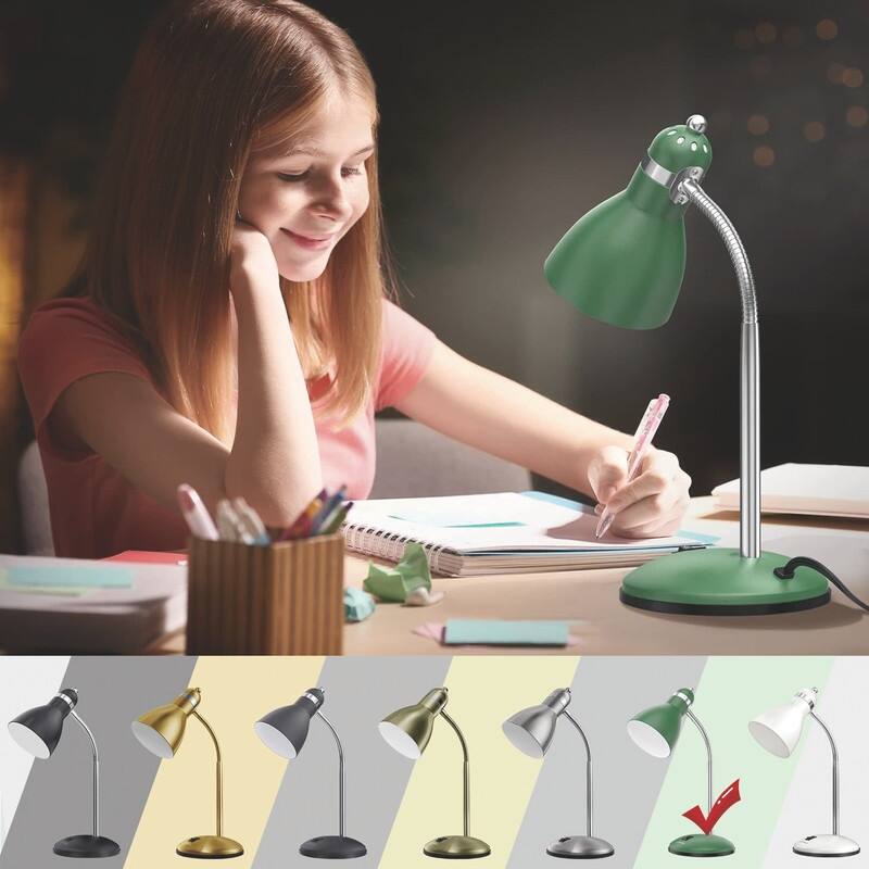 Metal Desk Lamp, Adjustable Goose Neck Table Lamp - 6.69"D x 5.7"W x 14.17"H