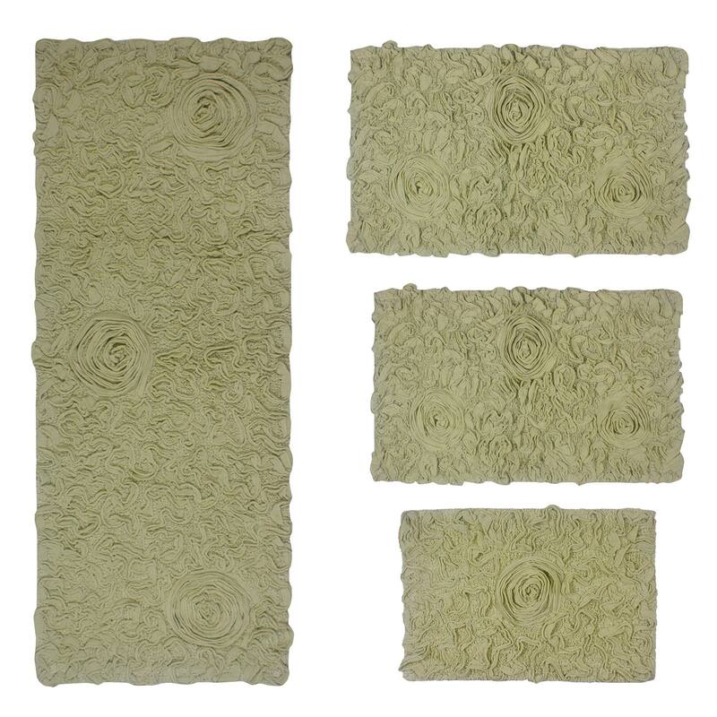 Home Weavers Modesto Collection 100% Cotton Bath Rug, Non-Slip Bath Rug, Extra Soft, Machine Wash, 4 Pcs Set with Runner