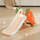 preview thumbnail 2 of 9, Beige HDPE Kids Slide with Anti-Rollover Base and Safety Rails - 52.36” L x 22.83” W x 24.61” H