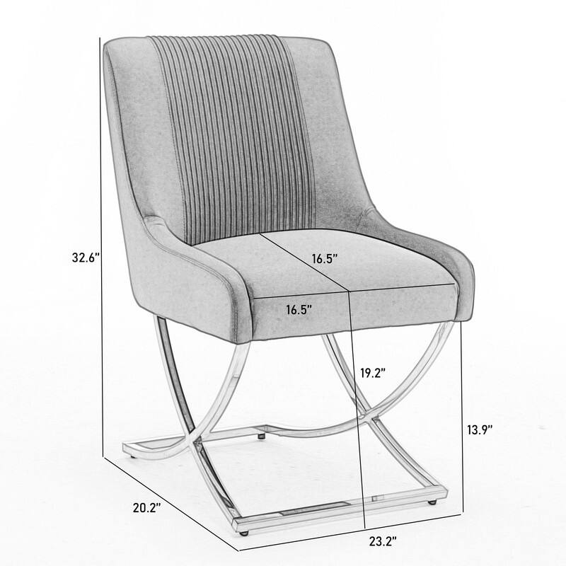 Modern Contempoary Velvet Dining Chair Set of 2 with Metal Frame Legs and Back Pull