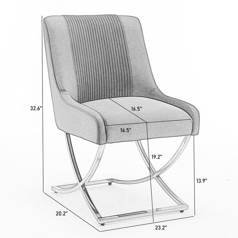 Modern Contempoary Velvet Dining Chair Set of 4 with Metal Frame Legs and Back Pull