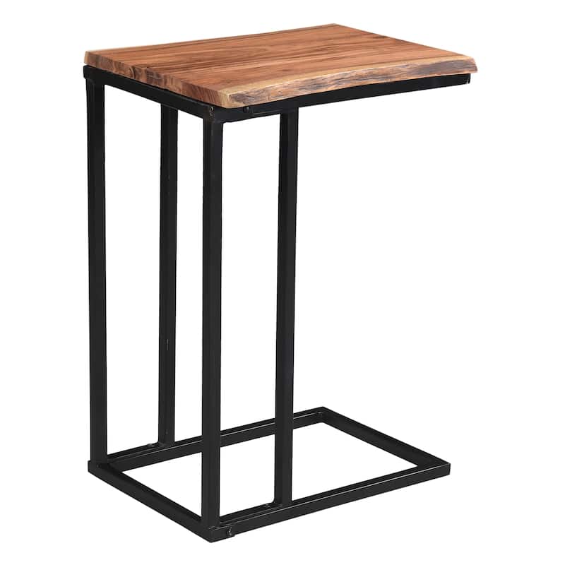 Rustic Industrial Solid Wood Accent Table in Natural