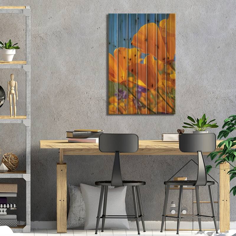 California Poppy Flowers, Antelope Valley, California II Print On Wood by Tim Fitzharris - Multi-Color
