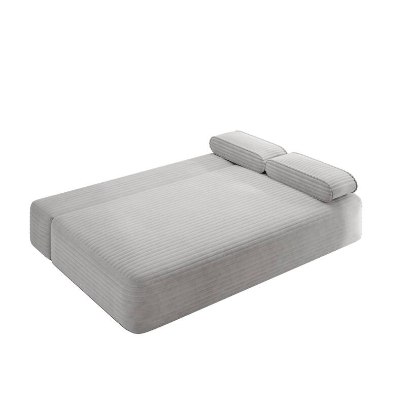 78.7-Inch Convertible Sofa Bed, 2-in-1 Frameless 3-Seater Couch with Plush Corduroy Fabric for Small Spaces
