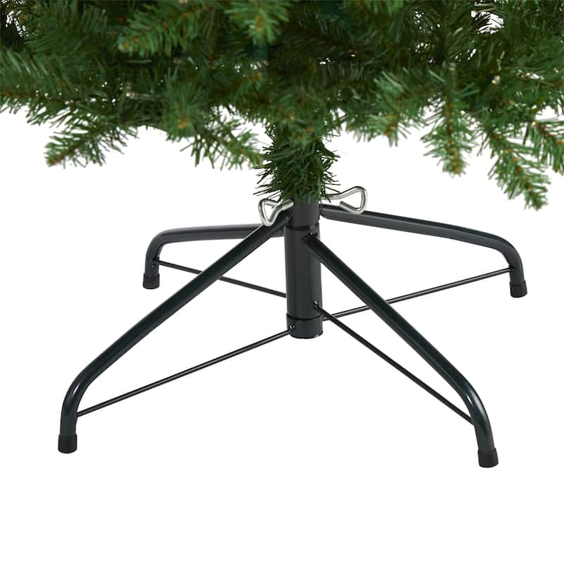 6ft. Slim Green Pine Artificial Christmas Tree with 250 Clear LED Lights - Sleek Holiday X-Mas Glow