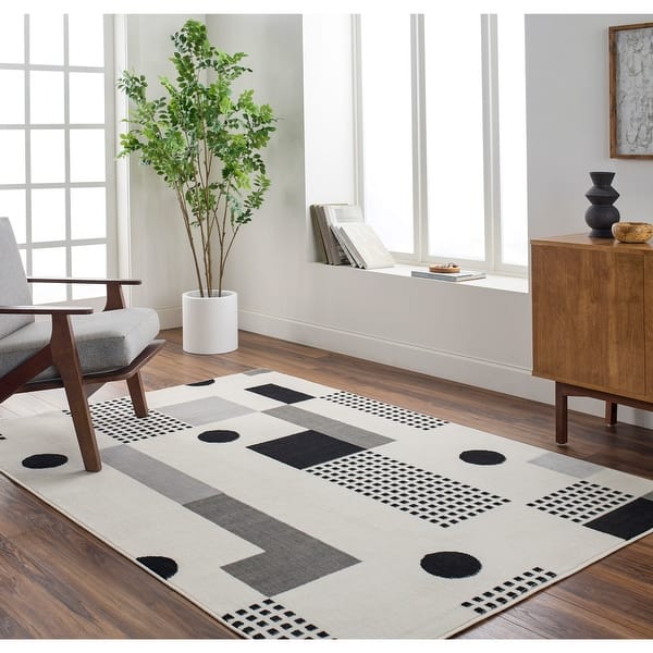 slide 2 of 14, Pisa Transitional Abstract Area Rug Black/Gray - 4' 11" x 7'