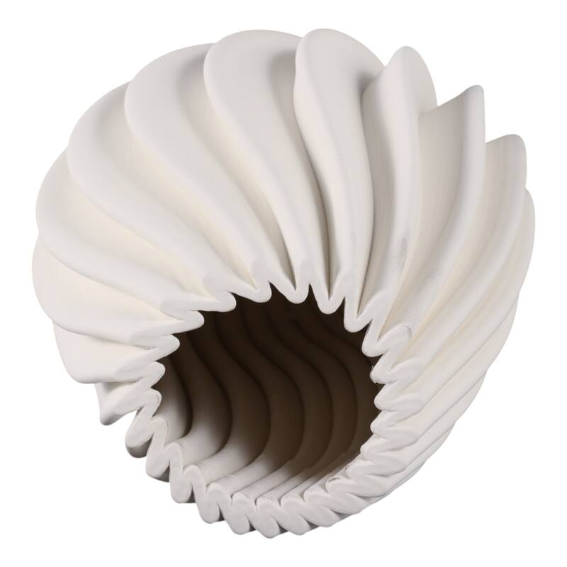 Porcelain Sculptural Fluted Vase Vertical Ribbed Design Modern Style
