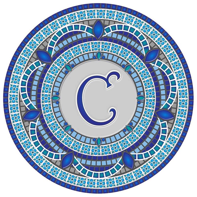 Custom Monogram Decorative Poolmat #1 - Mosaic Pool Art - 29" in Diameter - Letter "C"