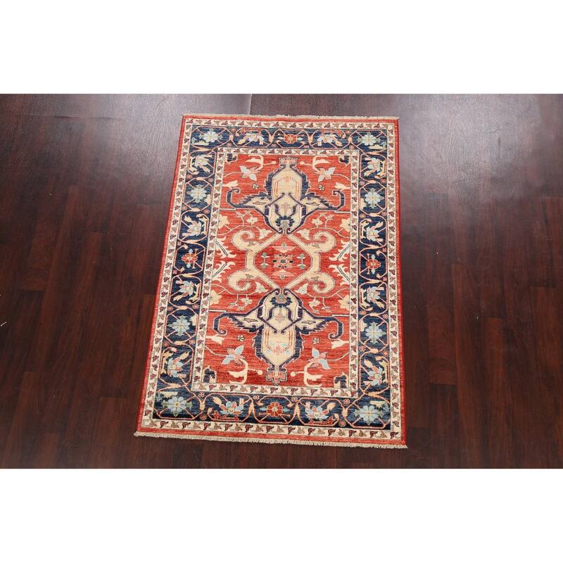 Geometric Kazak Oriental Area Rug Wool Handknotted Foyer Size Carpet
