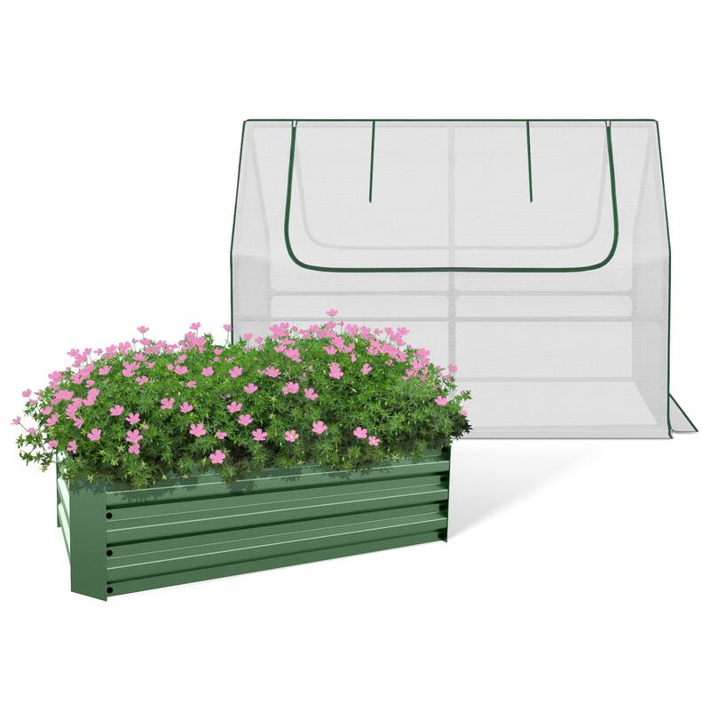 Aoodor Raised Garden Bed Kit with PE Cover, Screen Windows