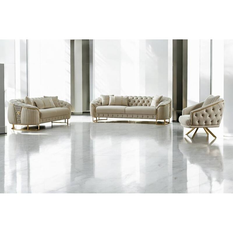 Luis Modern Upholstered 98'' Velvet Tufted Back