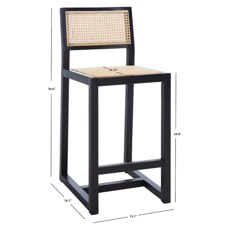 SAFAVIEH Dossie Rattan Counter Stool - 16" W x 19" D x 37" H - 16Wx19Dx37H