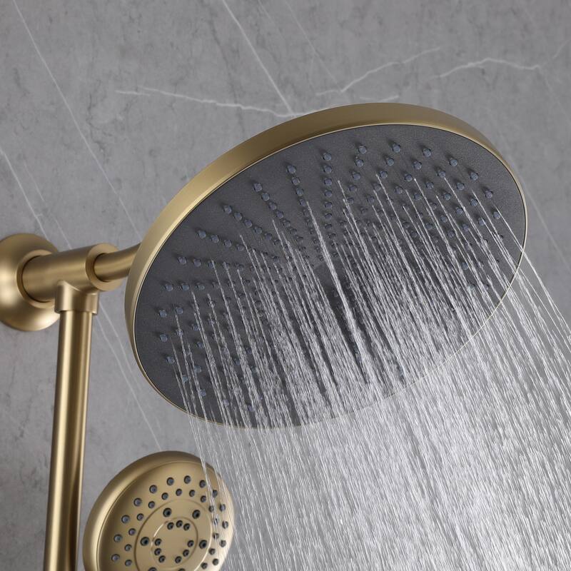 Modland High Pressure 5-Way 10'' Rain Shower Head Black with Handheld Shower Slide Bar