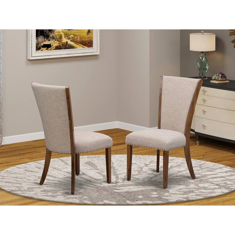 East West Furniture Verona Parson Dining Chairs - Nail head Trim Linen Fabric Chairs, Set of 2(Finish Options) - VEP8T04