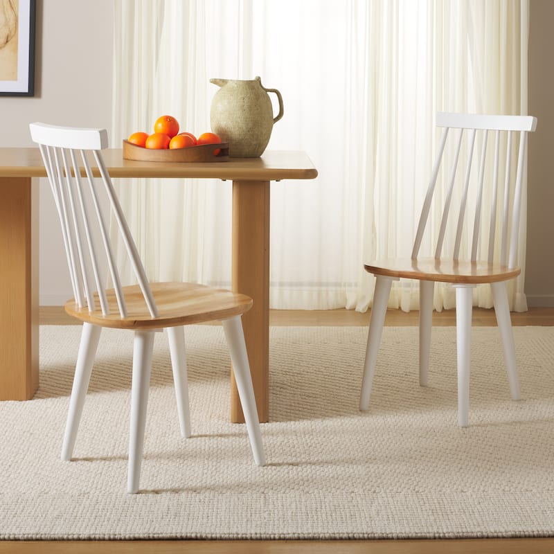 SAFAVIEH Gwennaelle Spindle Back Side Chair (Set of 2) - 17.3" W x 20.7" L x 36" H - 17"Wx21"Dx36"H - White/Natural