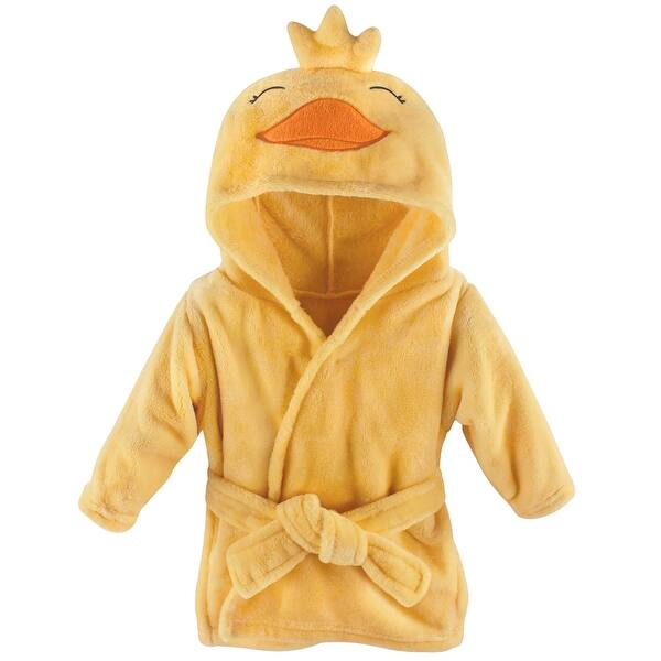 slide 1 of 1, Hudson Baby Infant Plush Animal Face Bathrobe, Yellow Duck, 0-9 Months - Yellow Duck - 0-9 Months 0-9 Months - Yellow Duck