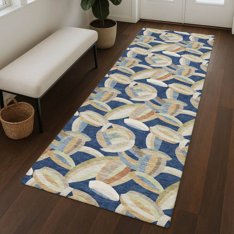 Machine Washable Indoor/ Outdoor Modern Heli Chantille Rug