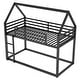 preview thumbnail 7 of 9, Twin Over Twin Metal House Bunk Kids Bed Frame with Built-in Ladder, Slide, and Guardrails, Whimsical Playhouse Design, Black
