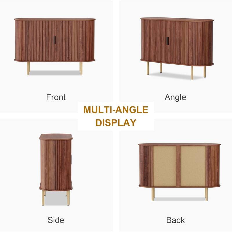 47" Mid-Century Modern Sideboard Buffet Cabinet with Adjustable Shelves, Accent Storage Cabinet