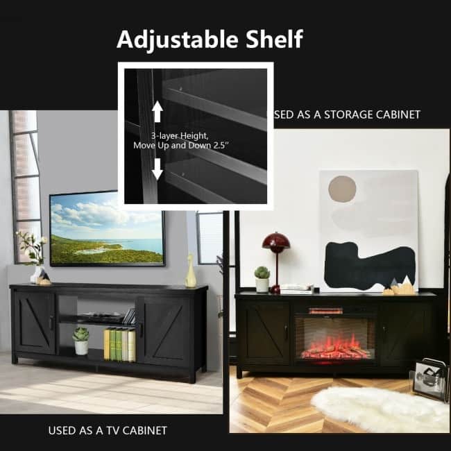 59 Inches TV Stand Media Console Center with Storage Cabinet - 59" x 16" x 25" (L x W x H)