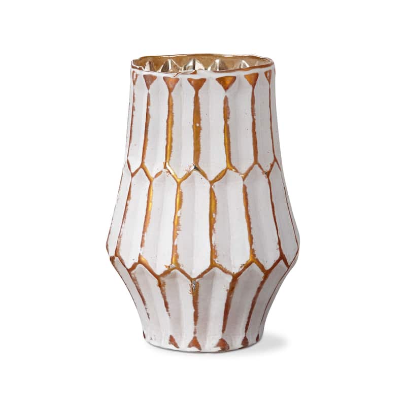 Cassie Handcrafted Blown Glass Gold Tealight Votive Candleholder Tabletop Mantel Centerpiece Decorations, 6.7 inch