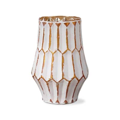 Cassie Handcrafted Blown Glass Gold Tealight Votive Candleholder Tabletop Mantel Centerpiece Decorations, 6.7 inch
