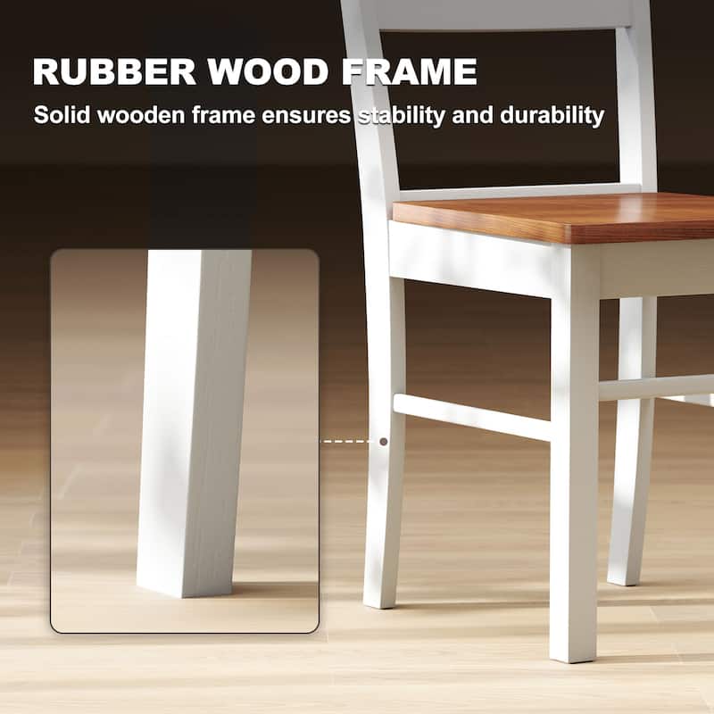 HOMCOM Dining Chairs, Set of 2 Farmhouse Kitchen & Dining Room Chairs with Open Back, Rubber Wood Seating for Living Room