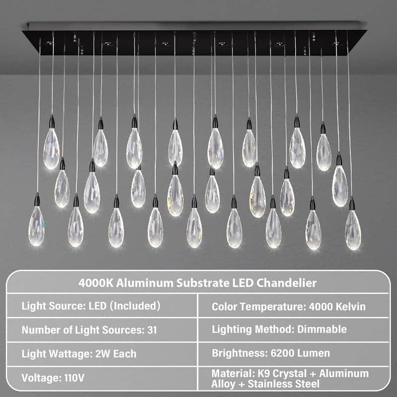 KAYLA 45in Long Crystal Chandelier 43-Lights Gold Large Spiral Staircase Chandeliers