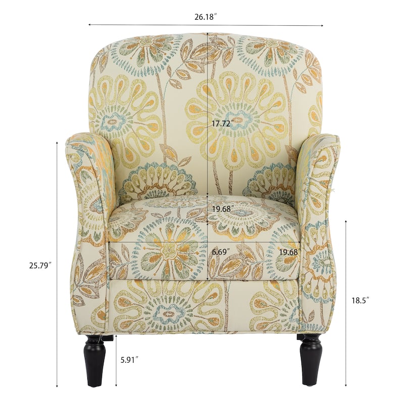 Fabric Accent Chair Ergonomic Design Birch Wood Legs Anti Slip Feet