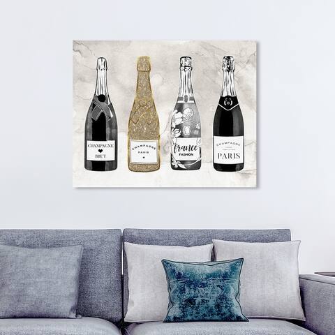 Oliver Gal 'Champagne Line Up' Drinks and Spirits Wall Art Canvas Print Champagne - Gold, Black