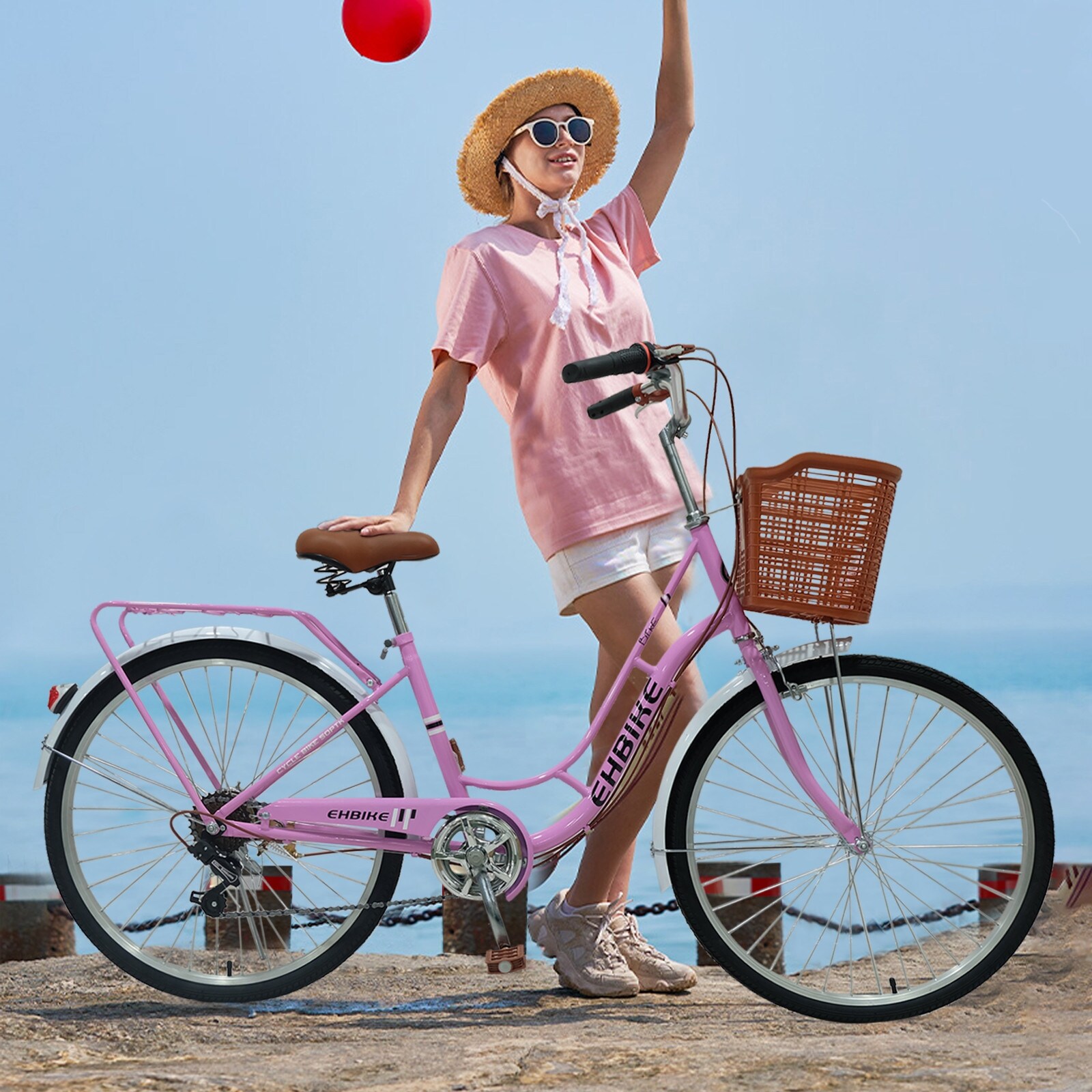 Women BIke 26 Inch BIke Road BIke Seaside Travel BIcycle,Commute
