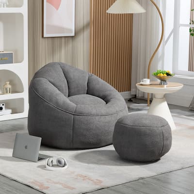 Bedding Bean Bag Sofa Chair High Pressure Foam Bean Bag Chair Adult Material with Padded Foam Padding Compressed With Footrest
