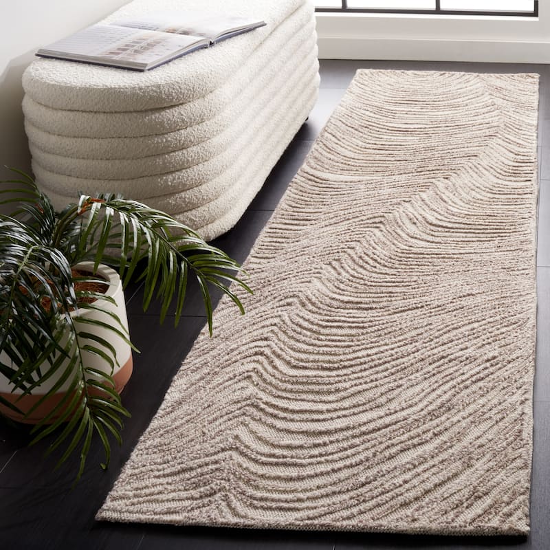 SAFAVIEH Handmade Trace Brandie Wool Rug - 2'3" x 9' Runner - Brown/Ivory