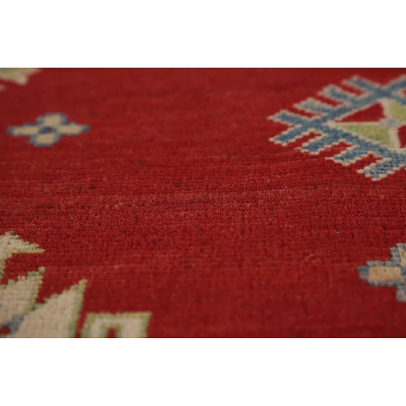 Hand Knotted Oriental 100% Wool Carpet Traditional Geometric Red Kazak Area Rug - 11' 8'' X 9' 0''