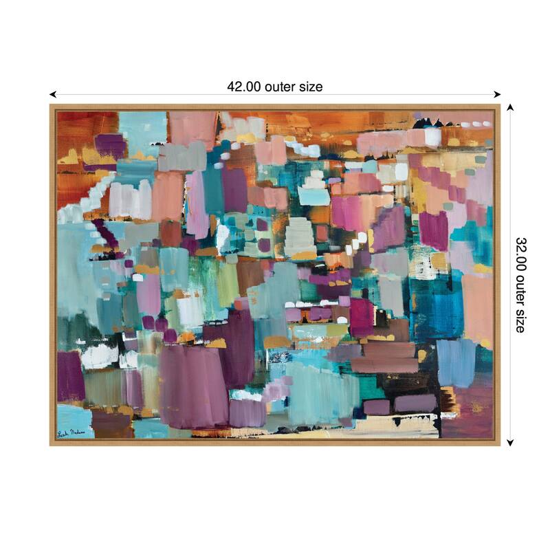 Kate and Laurel Sylvie Gemstones in Jewel Tones Framed Canvas by Leah Nadeau