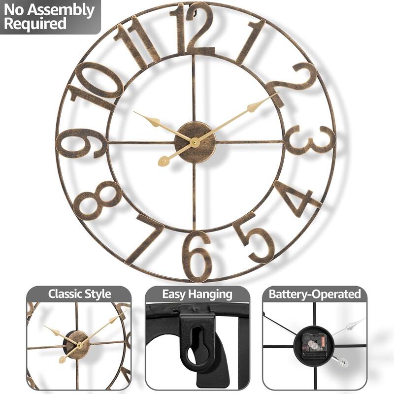 Sorbus Large Wall Clock 32" - Battery Operated Analog Large Clock (Black)