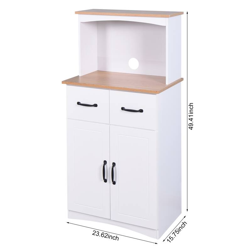 23.62" W Wooden Kitchen Pantry Cabinet with Drawers,Doors and Adjustable Shelves