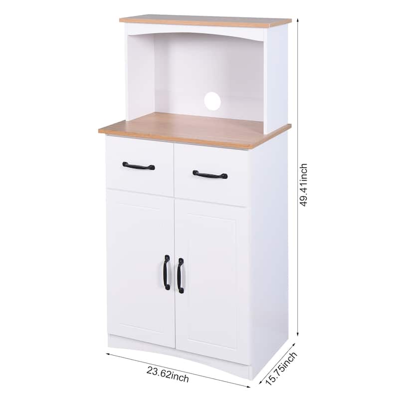 Wooden Kitchen Cabinet White Pantry Storage Microwave Cabinet with Storage Drawer