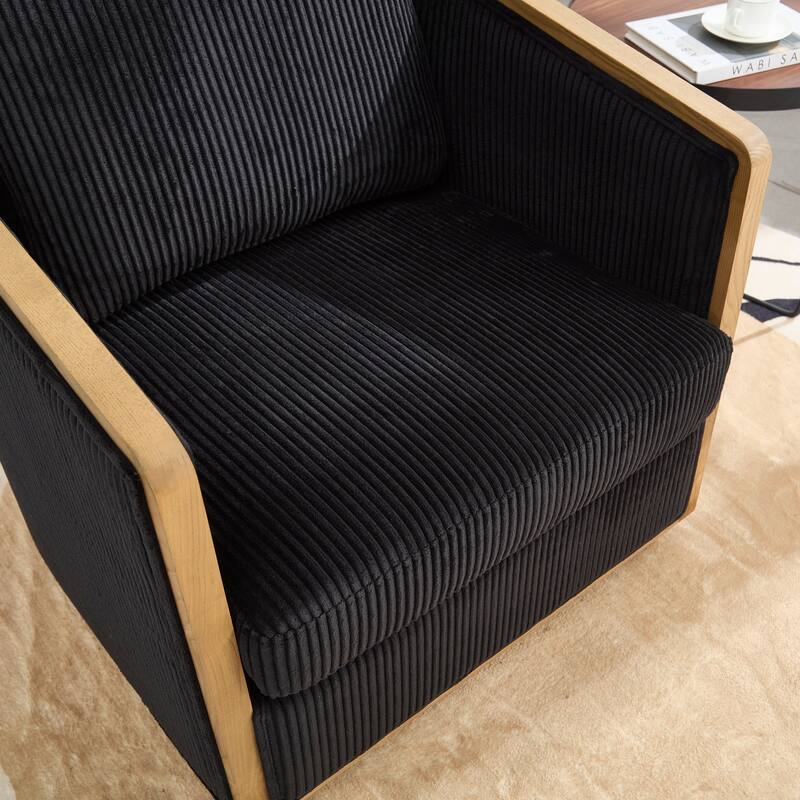 Corduroy Barrel Chair, Comfortable Living Room Accent Sofa Chair, 360 Degree Swivel Side Club Chair Leisure Arm Chair