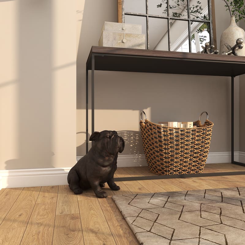 Polystone Bulldog Weathered or Distressed Sitting Decorative Sculpture - Brown - Roche River Decor