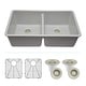 preview thumbnail 31 of 37, Lexicon Granite 32 Inch 50/50 Double Bowl Undermount Kitchen Sink Kit