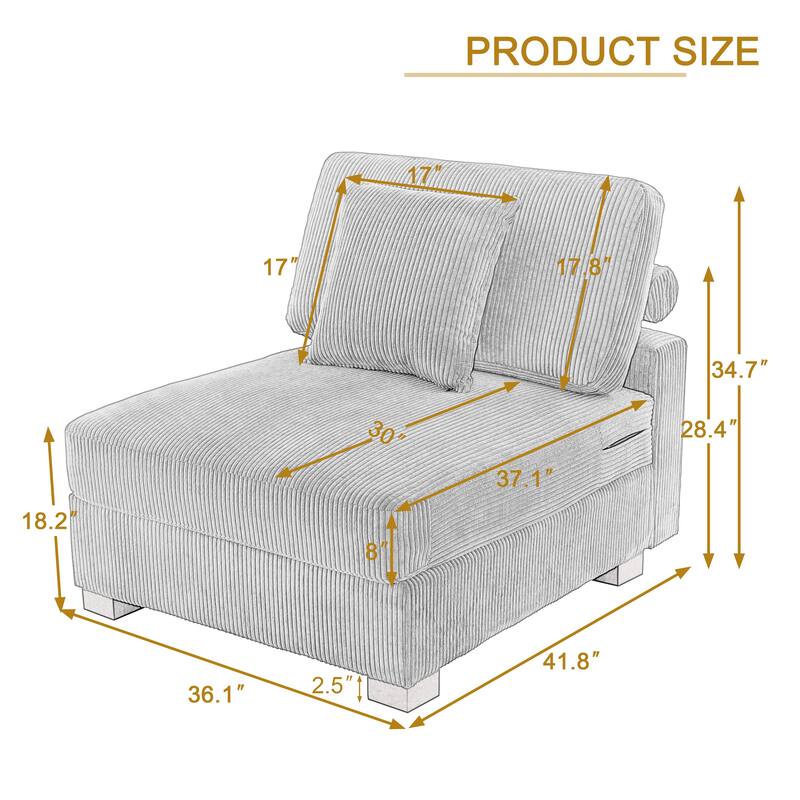 Corduroy Armchair Sofa Corner Chairs With Pillows
