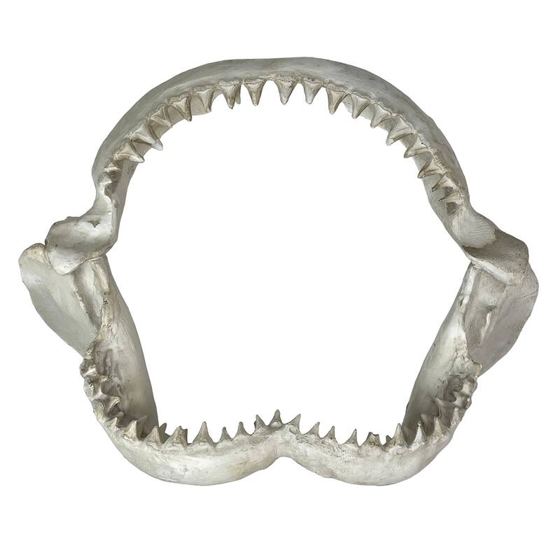 Replica Imitation Shark Jaw Wall Sculpture Resin Coastal Nautical Decor 16"