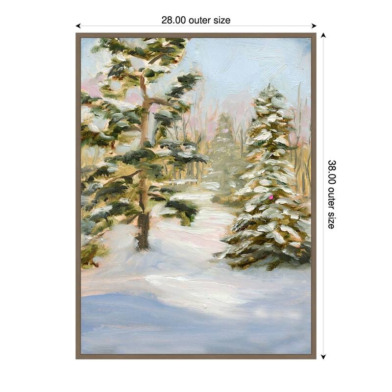 Trees in Winter by Sandra Iafrate Framed Canvas Wall Art Print - Sylvie Dark Gold - 28 x 38 in