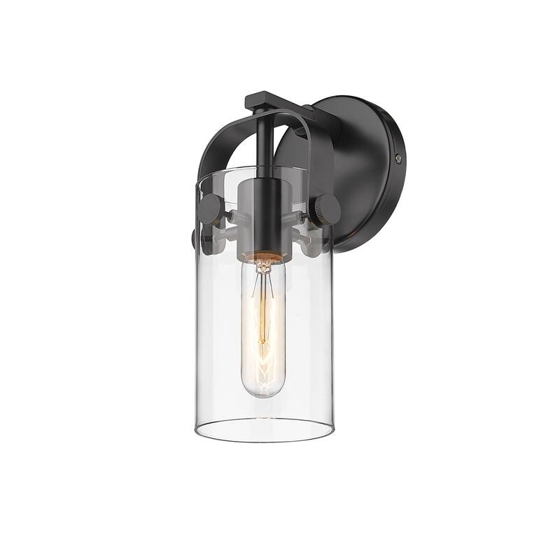 Innovations Lighting 423-1W-11-5 Pilaster II Cylinder Sconce Pilaster - Matte Black / Clear