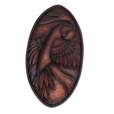Novica Handmade Noble Macaw Wood Relief Panel