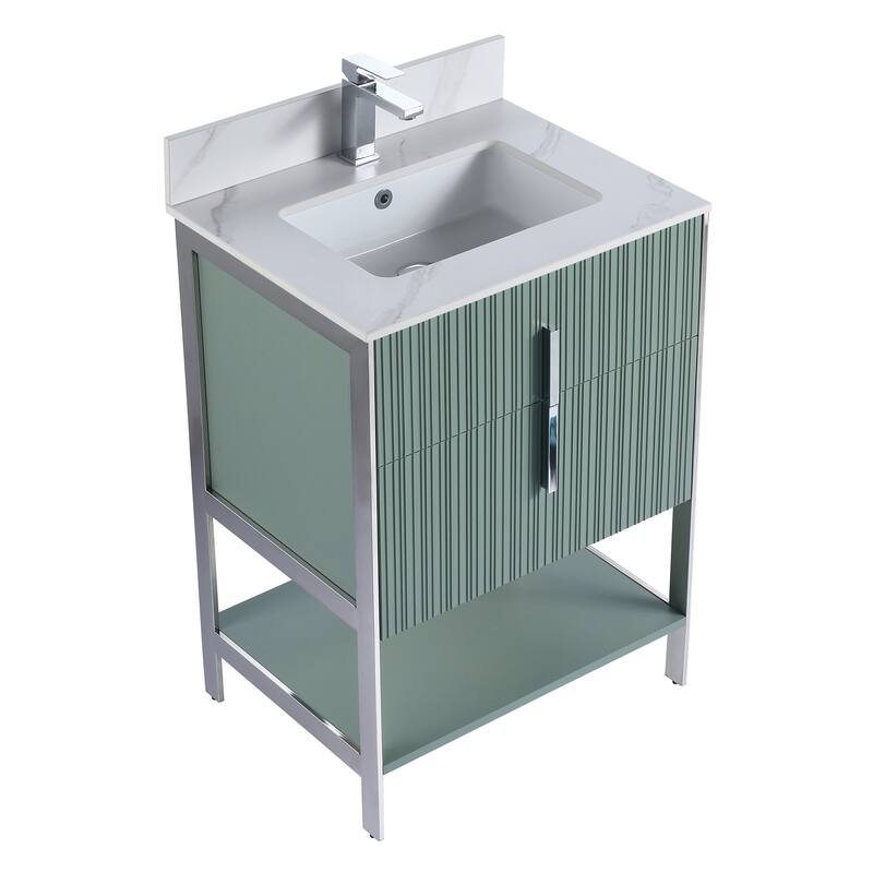 Fine Fixtures Serenity Modern Bathroom Vanity with White Carrara Stone Top