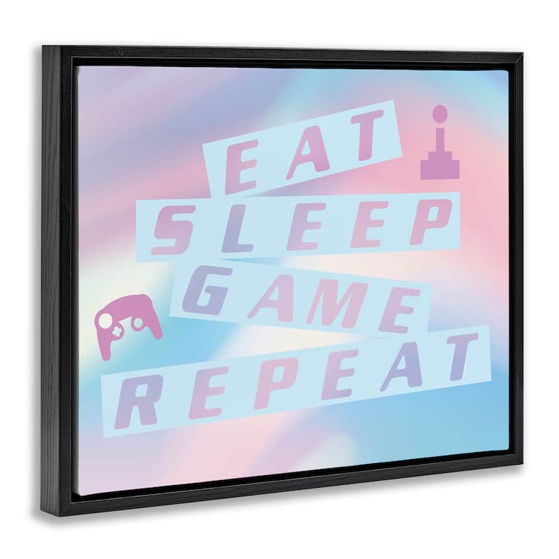 Stupell Pastel Eat Sleep Game Framed Floater Canvas Wall Art Design By Yass Naffas Designs