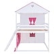 preview thumbnail 30 of 28, Full Size Bunk House Bed with Playful Windows, Tent, and Slide - Stylish & Design for Fun and Functional Bedrooms, Blue+White