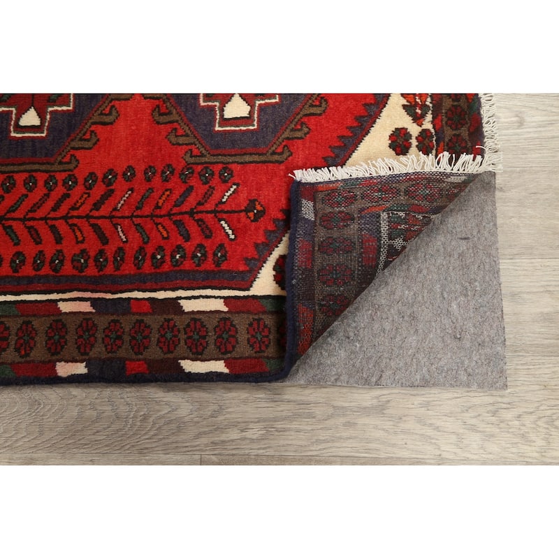 Geometric Persian Hamedan Area Rug Wool Handmade Foyer Carpet - 3'3" x 4'6"